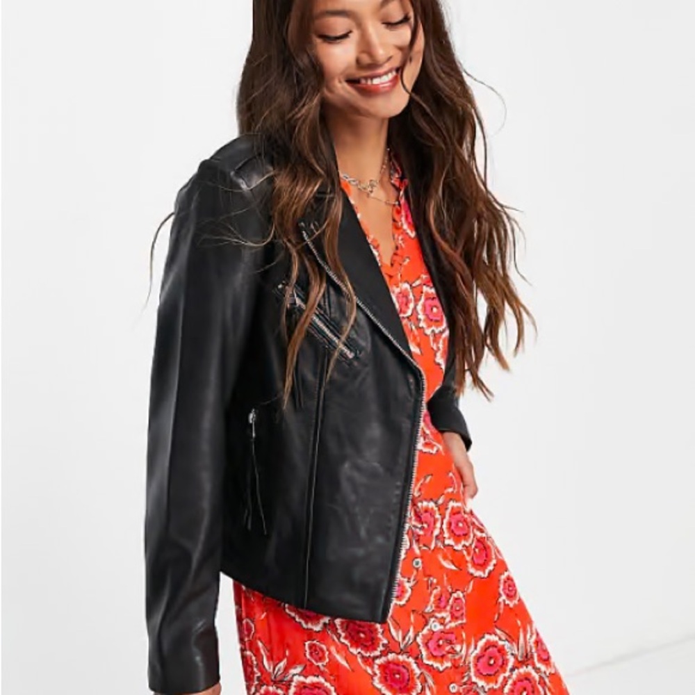 Mango Black Leather Jacket for Women